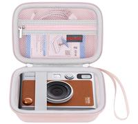 Elonbo Boîtier de Transport pour Appareil Photo Compatible Fujifilm Instax Mini Evo Appareil Photo Instantané, Support de Voyage pour Imprimante Photo, Rose+Intérieur Rose