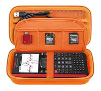 Elonbo Étui de transport pour calculatrice graphique couleur Texas Instruments TI-Nspire CX II CAS/TI-Nspire CX II/CX/CX CAS, poche zippée supplémentaire pour chargeur manuel, orange