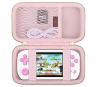 Elonbo Étui de transport pour console de jeu portable TEBIYOU/Great Boy/Beico, pour jeux vidéo rétro, housse de rangement de voyage, mini sac de rangement pour jouets électroniques d'arcade, rose +
