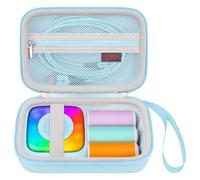 Elonbo Étui de transport pour mini imprimante Lebt pour autocollants, sac de voyage, sac de rangement pour étiqueteuse, poche en maille pour rouleaux de papier d'étiquettes, bleu