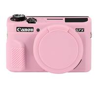 Elonbo Étui en silicone pour appareil photo numérique Canon PowerShot G7 X Mark II, G7 X Mark II, G7 X Mark 2 Étui de protection en caoutchouc souple avec couvercle d'objectif amovible, rose