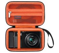 Elonbo LX10/LX100/ZS60/ZS70 /ZS80 /ZS200 /ZS100 4K Cas Portable pour Appareil Photo Numérique, Vlogging Camera Voyage Sac Housse de Rangement. Noir+Orange