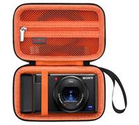 Elonbo Sony ZV-1 / ZV-1F / ZV-1 II étui de Transport pour Appareil Photo numérique, 4K Video Streaming Camera Hard Travel Housse de Rangement Sac de Rangement Rack de Rangement. Noir+Orange