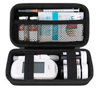 Elonbo Valise de voyage de Fournitures de diabète, Sac de Rangement de Fournitures de Biabète, Boîte de Rangement de Glucomètre de Sang, Boîte de Transport de Stylo d'insuline de Glucomètre, Noir