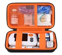 Elonbo Valise de voyage de fournitures de diabète, sac de réception de fournitures de diabète, boîte de réception de glucomètre de sang, boîte de transport de stylo d'insuline, Noir+Orange