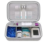 Elonbo Valise de voyage pour diabétiques, sac de rangement portable pour glucomètre, stylo à insuline et étui de transport de médicaments pour glucomètre, stylo à insuline, papier d'essai, Gris.
