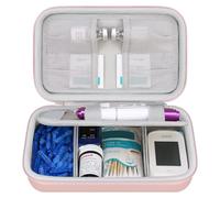 Elonbo Valise de voyage pour diabétiques, sac de rangement portable pour glucomètre, stylo à insuline et étui de transport de médicaments pour glucomètre, stylo à insuline, papier d'essai, Or Rose.