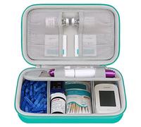 Elonbo Valise de voyage pour diabétiques, sac de rangement portable pour glucomètre, stylo à insuline et étui de transport de médicaments pour glucomètre, stylo à insuline, papier d'essai, Turquoise