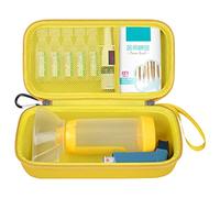 Elonbo Valise d'inhalateur d'asthme, joint d'inhalateur d'enfant et d'adulte, masque, support d'inhalateur sac d'organisation de voyage d'asthme, poche appropriée pour le médicament d'allergie, Jaune