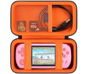 Elonbo Valise elonbo compatible avec les jeux de poche pour adultes beiyue 16 bits pour enfants, sac de voyage Vintage classique pour jeux vidéo, Noir+Orange