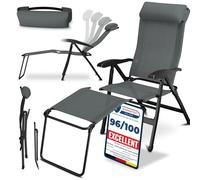 ELONEO Chaise de Camping Pliante avec Repose-Pieds Amovible - Chaise Longue Pliante Confortable en Aluminium avec Dossier Réglable pour Jardin et Balcon Gris