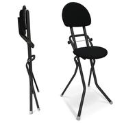 ELONEO Chaise Pliante Rembourrée - Tabouret Pliant Antidérapant, Ergonomique pour Le Dos, Siège Compact, Réglable sur 3 Hauteurs (58-65 cm), Charge Max 120 kg, 45x98x47 cm (Noir)