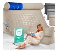 ELONEO Coussin de Dossier 90 cm de Large avec Rouleau Cervical réglable et Amovible, Coussin Triangulaire pour lit et canapé, Housse Lavable