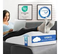 ELONEO Coussins Relève-Jambes - Coussin Surélevé pour Jambes en Mousse à Mémoire de Forme, Housse Oreiller Lavable en Jacquard, 68x40x16 cm, Blanc