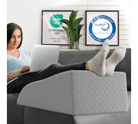 ELONEO Coussins Relève-Jambes - Coussin Surélevé pour Jambes en Mousse à Mémoire de Forme, Housse Oreiller Lavable en Jacquard, 62x40x24 cm, Gris