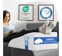 ELONEO Coussins Relève-Jambes - Coussin Surélevé pour Jambes en Mousse à Mémoire de Forme, Housse Oreiller Lavable en Jacquard, 65x40x20 cm, Blanc
