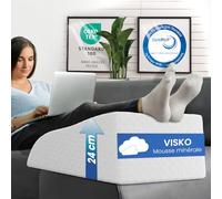 ELONEO Coussins Relève-Jambes - Coussin Surélevé pour Jambes en Mousse à Mémoire de Forme, Housse Oreiller Lavable en Jacquard, 62x40x24 cm, Blanc