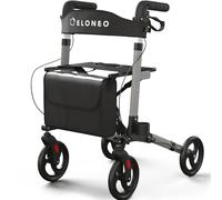 ELONEO Déambulateur 4 Roues Pliable Léger avec Siège - 8 Hauteurs Réglables, Cadre en Aluminium, Aide Mobilité Pliante 3 Directions avec Sac et Porte-Parapluie, Convient aux Voitures (Anthracite)