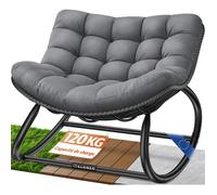 ELONEO fauteuil à bascule gris, chaise à bascule confortable, structure stable, fauteuil relax intérieur salon chambre