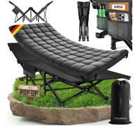 ELONEO lit de camp pliant avec matelas premium lit de camping 200 kg avec sac de transport et poche latérale lit dappoint anthracite