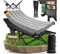 ELONEO Nouveau lit de Camp Pliable avec surmatelas Premium | Lit de Camping Jusqu’à 200kg de Charge | Lit d’appoint Pliable | Lit Pliant intérieur et extérieur | Lit de Voyage Adultes