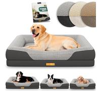 ELONEO lit orthopédique pour Chien Chiens de Taille Moyenne - 106x76x19cm, Panier avec Mousse à mémoire de Forme, Tapis imperméable et Lavable, Coussin et Matelas rembourré, Gris