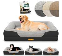 ELONEO lit orthopédique pour Chien Chiens de Taille Moyenne - 106x76x19cm, Panier avec Mousse à mémoire de Forme, Tapis imperméable et Lavable, Coussin et Matelas rembourré, Noir