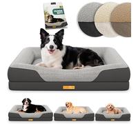 ELONEO lit orthopédique pour Chien Chiens de Taille Moyenne - 90x68x18cm, Panier avec Mousse à mémoire de Forme, Tapis imperméable et Lavable, Coussin et Matelas rembourré, Gris