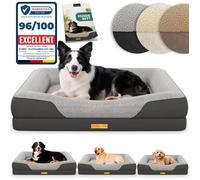 ELONEO lit orthopédique pour chien gris taille M, couchage confortable avec mousse mémoire, coussin lavable