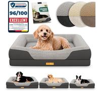 ELONEO lit orthopédique pour chien gris taille S, couchage confortable avec mousse mémoire, coussin lavable