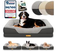 ELONEO lit orthopédique pour chien gris taille XL, couchage confortable avec mousse mémoire, coussin lavable