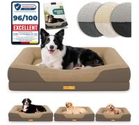 ELONEO lit orthopédique pour chien marron taille M, couchage confortable avec mousse mémoire, coussin lavable