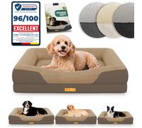 ELONEO lit orthopédique pour chien marron taille S, couchage confortable avec mousse mémoire, coussin lavable