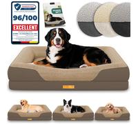 ELONEO lit orthopédique pour chien marron taille XL, couchage confortable avec mousse mémoire, coussin lavable