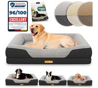 ELONEO lit orthopédique pour chien noir taille L, couchage confortable avec mousse mémoire, coussin lavable