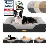 ELONEO lit orthopédique pour chien noir taille M, couchage confortable avec mousse mémoire, coussin lavable