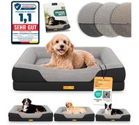 ELONEO lit orthopédique pour chien noir taille S, couchage confortable avec mousse mémoire, coussin lavable