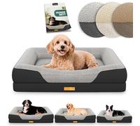 ELONEO lit orthopédique pour Chien Petits Chiens - 76x51x17cm, Panier avec Mousse à mémoire de Forme, Tapis imperméable et Lavable, Coussin et Matelas rembourré, Noir