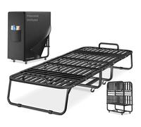 ELONEO Lit Pliant 90x200 cm | Lit d’appoint Pliable, Charge Max. 250 kg | Lit de Voyage Pliable avec Cadre métallique et roulettes de Transport | Lit Armoire INCL. Housse de Protection