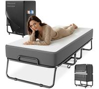 ELONEO lit pliant avec matelas 90x200 cm, lit d’appoint pliable, lit invité confortable, facile à ranger, intérieur