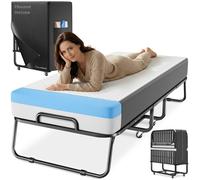 ELONEO Lit Pliant 90x200 cm INCL. Matelas Premium en Mousse à mémoire de Forme | Lit d’appoint Pliable, Charge Max. 250 kg | Lit de Voyage Pliable avec Cadre métallique | INCL. Housse de Protection