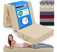 ELONEO Matelas d'invité Pliant en 3 Parties, Mousse Extra épaisse (15 cm), Lavable, Disque intervertébral Cube, Pliable, Adultes (Crème, 75 x 195 x 15 cm)
