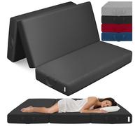 ELONEO Matelas Pliant 3 Parties, Mousse Épaisse 15 cm, Lavable, Pour Adulte, 160x195x15 cm, noir