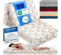 ELONEO Matelas Pliant, Matelas d'Appoint Pliable en 3 Parties, Mousse Extra Épaisse (15 cm), Lavable, Cube Intervertébral, Matelas Pliable, pour Adulte, 1 Personne (Arc-en-Ciel, 90 x 200 x 15 cm)