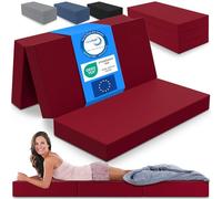ELONEO Matelas Pliant, Matelas d'Appoint Pliable en 3 Parties, Mousse Extra Épaisse (15 cm), Lavable, Cube Intervertébral, Matelas Pliable, pour Adulte, 1 Personne (Rouge,140 x 195 x 15 cm)