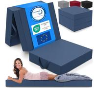 ELONEO Matelas Pliant, Matelas d'Appoint Pliable en 3 Parties, Mousse Extra Épaisse (15 cm), Lavable, Cube Intervertébral, Matelas Pliable, pour Adulte, 1 Personne (Bleu, 90 x 200 x 15 cm)
