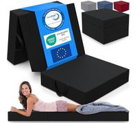 ELONEO Matelas Pliant, Matelas d'Appoint Pliable en 3 Parties, Mousse Extra Épaisse (15 cm), Lavable, Cube Intervertébral, Matelas Pliable, pour Adulte, 1 Personne (Noir, 75 x 195 x 15 cm)