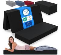 ELONEO Matelas Pliant, Matelas d'Appoint Pliable en 3 Parties, Mousse Extra Épaisse (15 cm), Lavable, Cube Intervertébral, Matelas Pliable, pour Adulte, 1 Personne (Noir,120 x 195 x 15 cm)
