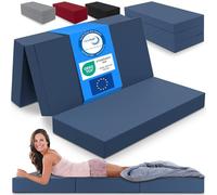 ELONEO Matelas Pliant, Matelas d'Appoint Pliable en 3 Parties, Mousse Extra Épaisse (15 cm), Lavable, Cube Intervertébral, Matelas Pliable, pour Adulte, 1 Personne (Bleu,120 x 195 x 15 cm)