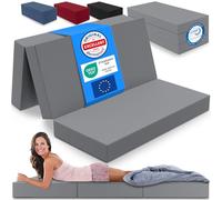 ELONEO Matelas Pliant, Matelas d'Appoint Pliable en 3 Parties, Mousse Extra Épaisse (15 cm), Lavable, Cube Intervertébral, Matelas Pliable, pour Adulte, 1 Personne (Gris,140 x 195 x 15 cm)